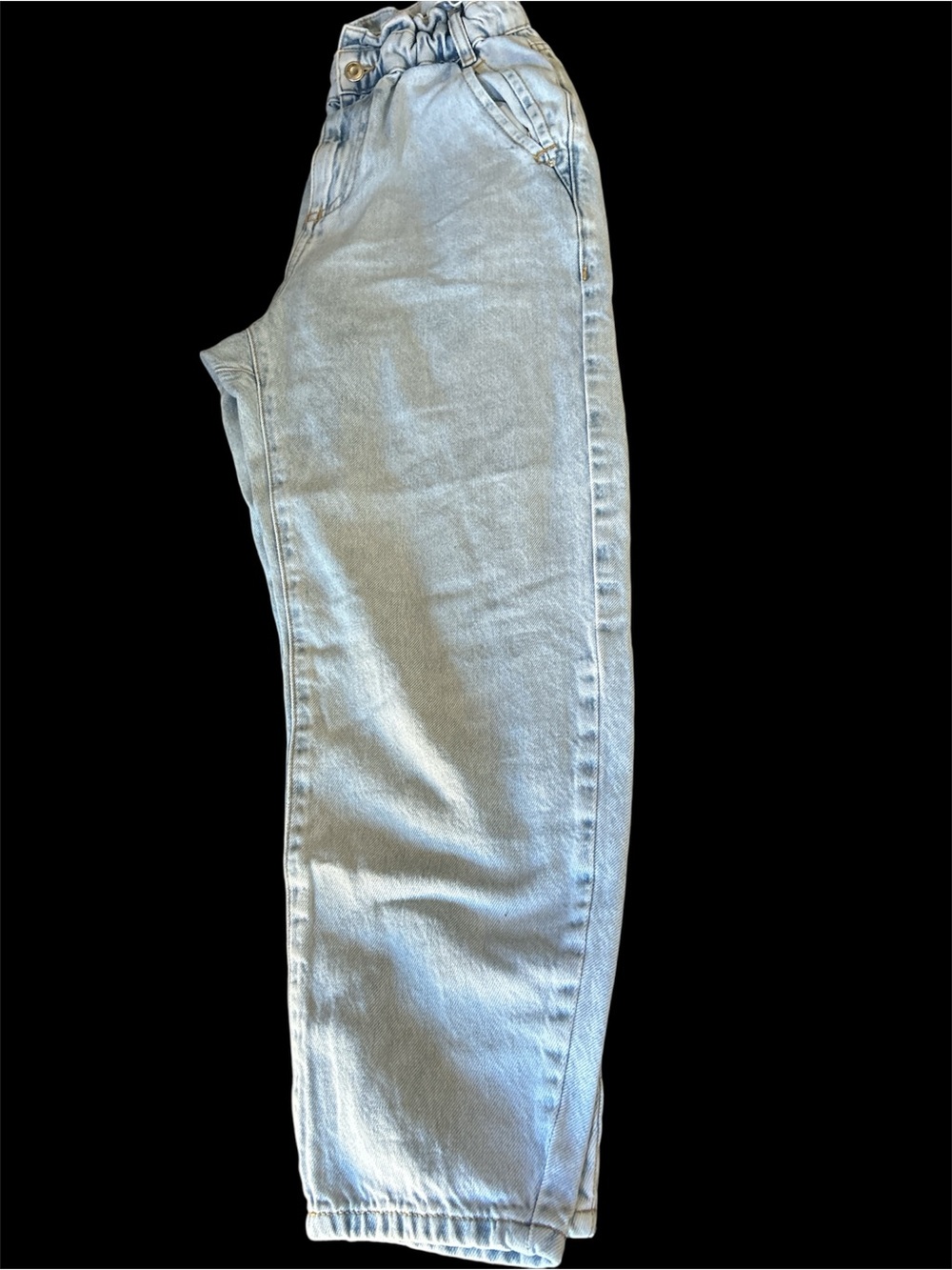 ZARA Light Wash Paperbag Mom Jeans - Size 4 (EUR 36) - Elastic High Waist
